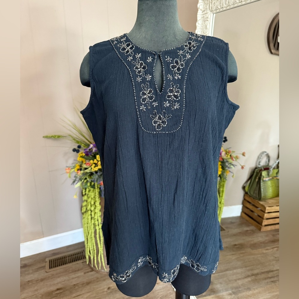 Y2K Anthony Original • Beaded Embellishment Sleeveless Blouse